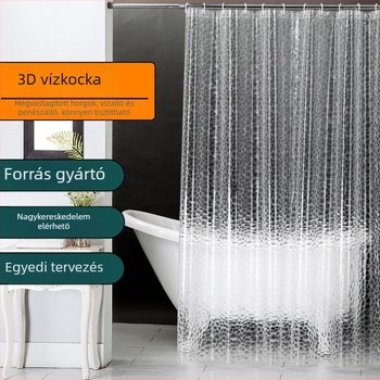 SGS-tanúsítvánnyal rendelkező 3D Water Cube zuhanyfüggöny, nagy sűrűségű, penészmentes, PEVA, otthoni és kereskedelmi fürdőszobákhoz