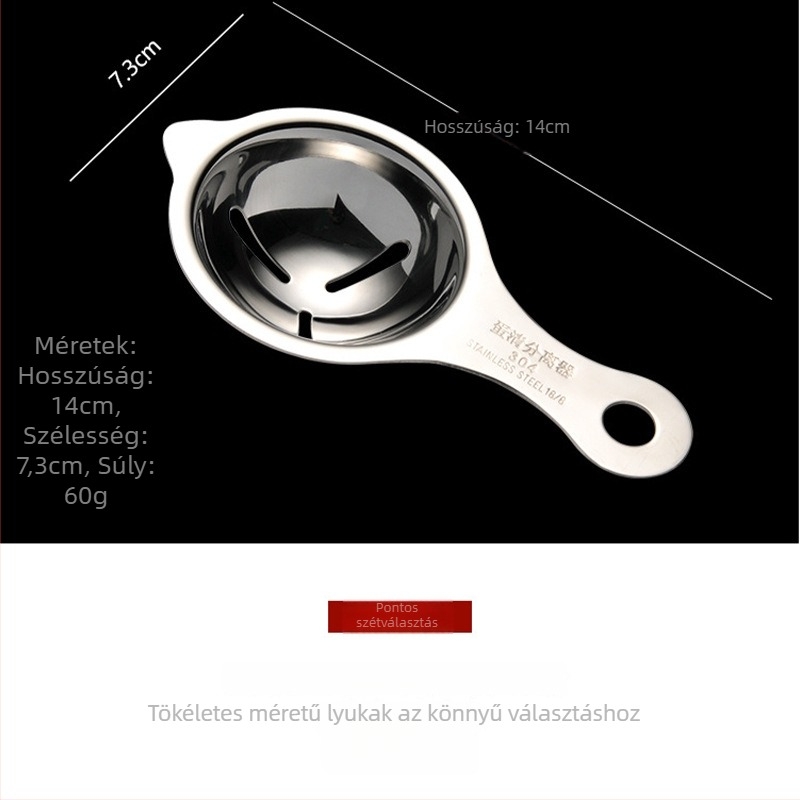 304 rozsdamentes acél tojásfehérje szeparáló — multifunkcionális konyhai szűrő, AKL márka, nyomtatott logó, licencelt magáncímke