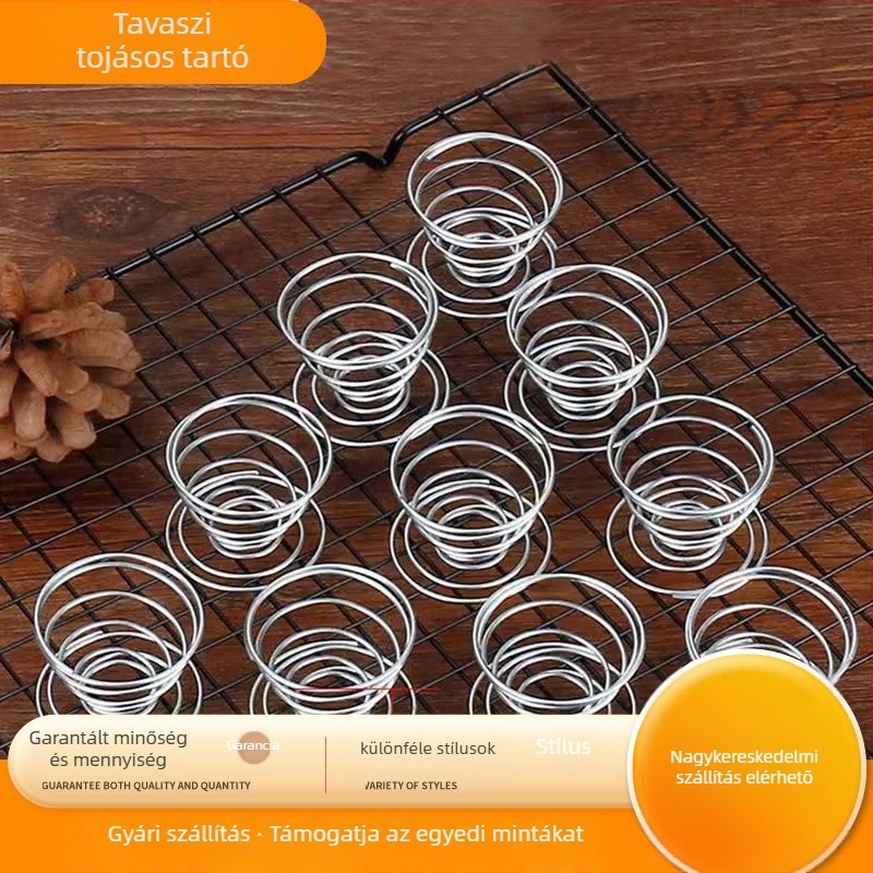 Rozsdamentes acél tojás tartó rugóval, teppanyaki és gőzölt tojásokhoz