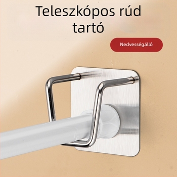 Teleszkópos függönyrúd tartó, öntapadós rögzítés, fúrás nélkül – rozsdamentes acél, modern minimalist stílus