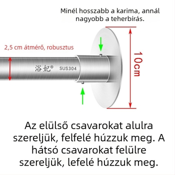 L-alakú zuhanyfüggönyrúd, 304 rozsdamentes acélból, teleszkópos ívelt kialakítás, fúrás nélkül, sarokfürdőhöz készlet