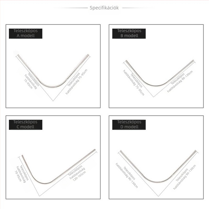 L-alakú zuhanyfüggönyrúd, 304 rozsdamentes acélból, teleszkópos ívelt kialakítás, fúrás nélkül, sarokfürdőhöz készlet