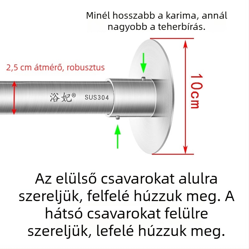 L-alakú zuhanyfüggönyrúd, 304 rozsdamentes acélból, teleszkópos ívelt kialakítás, fúrás nélkül, sarokfürdőhöz készlet