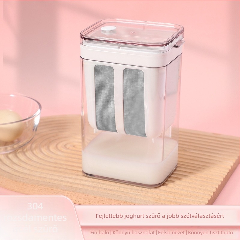 Házi joghurt szűrő – görög joghurt, nagy kapacitású, 304 rozsdamentes acél + PP, savó szeparátor