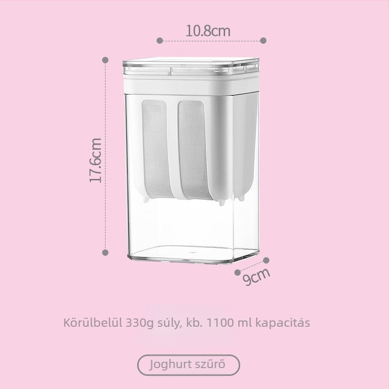 Házi joghurt szűrő – görög joghurt, nagy kapacitású, 304 rozsdamentes acél + PP, savó szeparátor