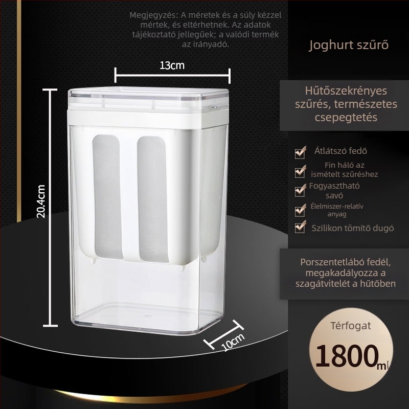 Házi joghurt szűrő – görög joghurt, nagy kapacitású, 304 rozsdamentes acél + PP, savó szeparátor