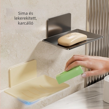 Ragasztós falra szerelhető szappanadagoló tál csepegtetővel, fúrás nélkül