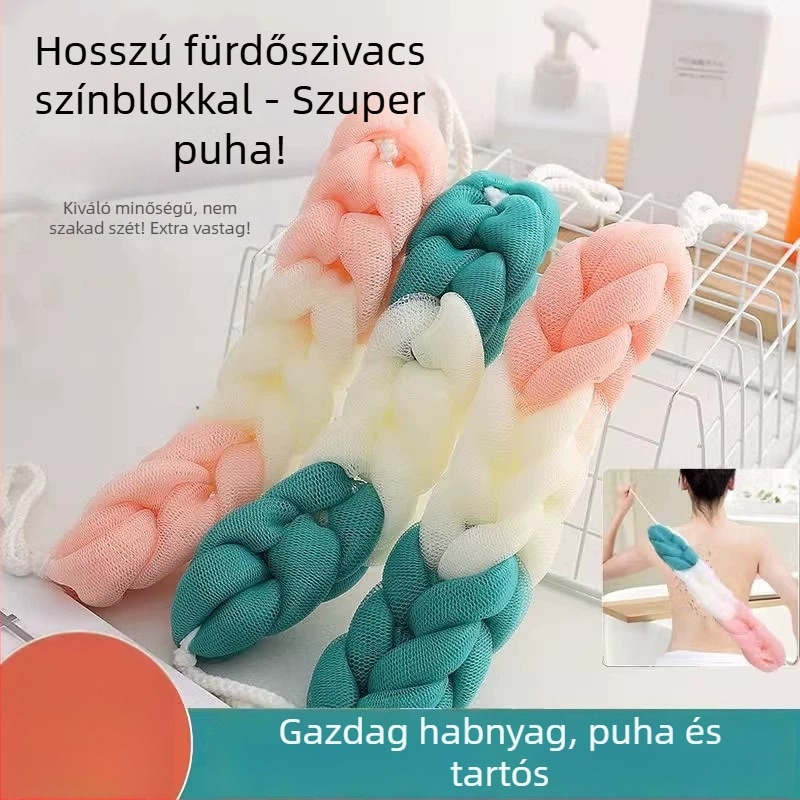 Fürdőgolyó hátmosó szalaggal (anyag: PP; márka: Private label; testreszabás elérhető; univerzális használat)