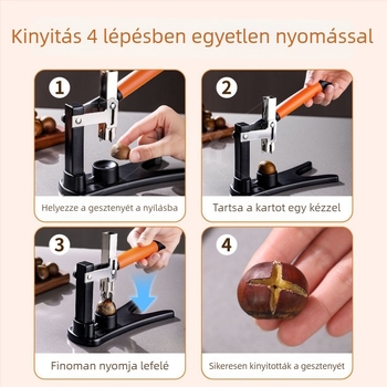 Gesztenyepres — műanyag és fém test, modern minimalista dizájn, bemutatva 2017 télen.