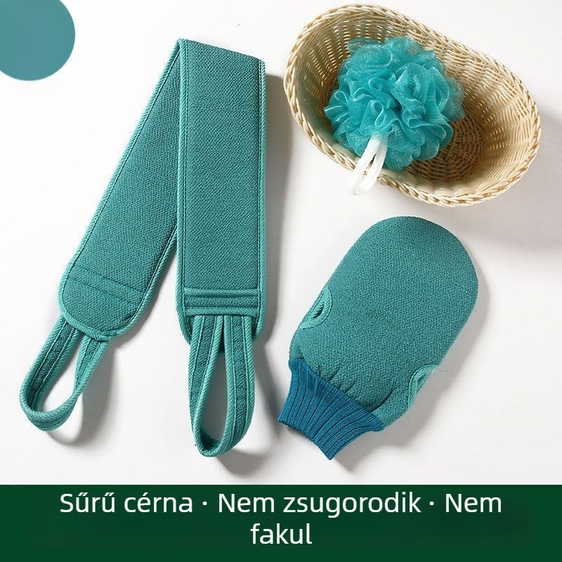 Vastagított kétoldalas fürdőszett hátmasszírozóval és loofah golyóval