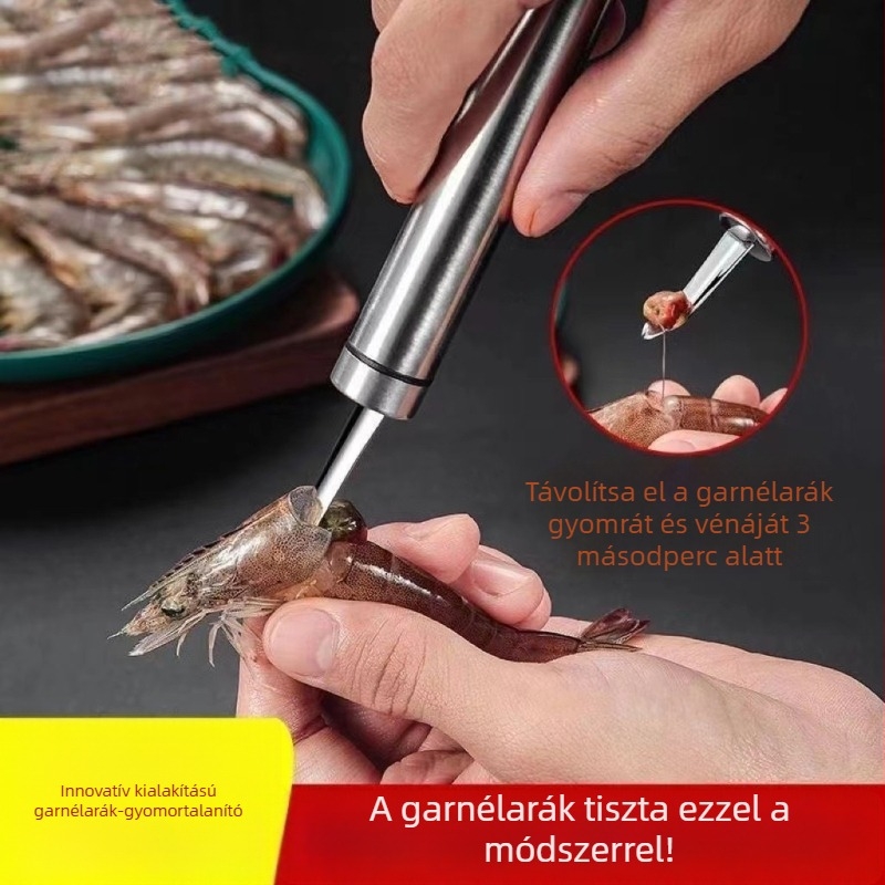 Rozsdamentes acél garnéla tisztító és héjnyitó eszköz, Longan golyó kinyerő