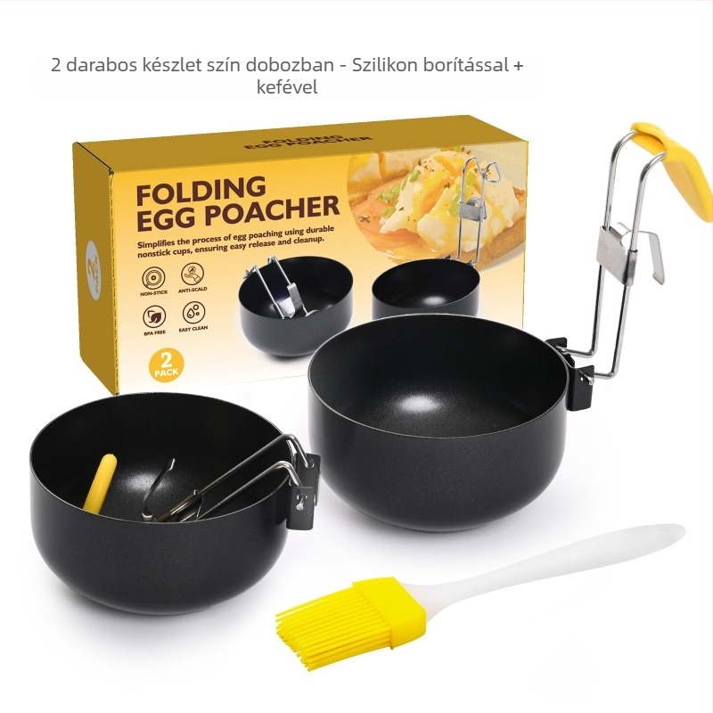 Összecsukható tojáspoachelő készlet – tapadásmentes felület, égési védelem, kerek tojásformák és tojásgőzölő