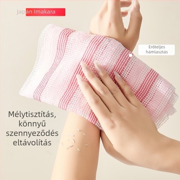 Taoxiang nylon kétoldalas csíkos törölköző, hámlasztó hatással és fürdőlabdával