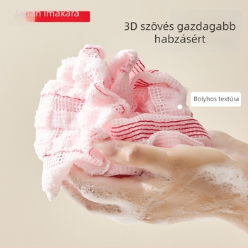Taoxiang nylon kétoldalas csíkos törölköző, hámlasztó hatással és fürdőlabdával