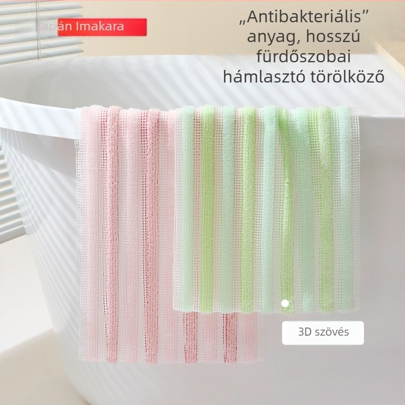 Taoxiang nylon kétoldalas csíkos törölköző, hámlasztó hatással és fürdőlabdával