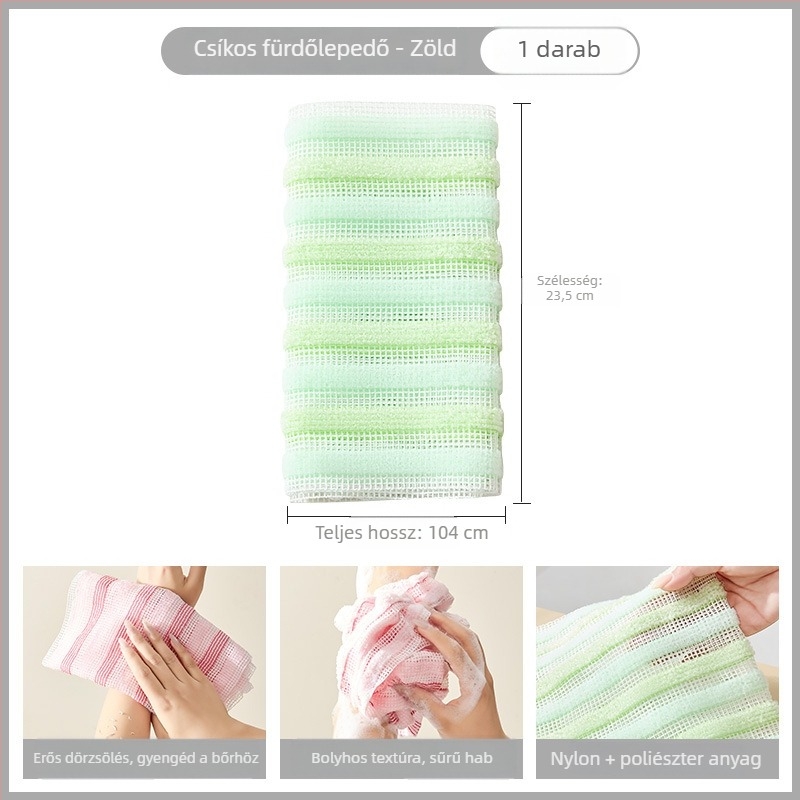 Taoxiang nylon kétoldalas csíkos törölköző, hámlasztó hatással és fürdőlabdával