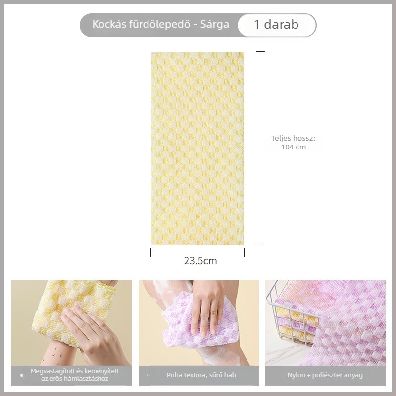 Taoxiang nylon kétoldalas csíkos törölköző, hámlasztó hatással és fürdőlabdával