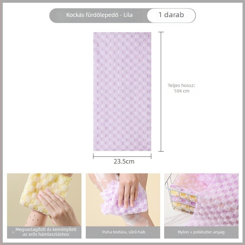 Taoxiang nylon kétoldalas csíkos törölköző, hámlasztó hatással és fürdőlabdával