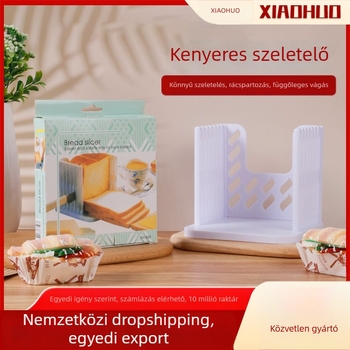 Kenyérvágó szeletelő rétegző funkcióval, PP anyag, modern minimalist stílusú konyhai eszköz