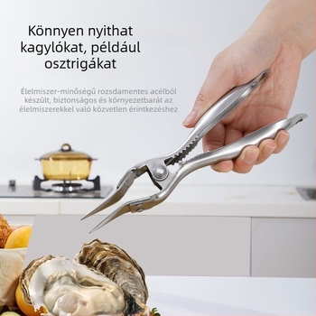 Rozsdamentes acélból készült, multifunkcionális nyitóeszköz háztartási használatra, kifejezetten osztrigák, rákok és durian héjának nyitására, hús kinyerésére szolgáló eszköz, konyhai segédeszköz