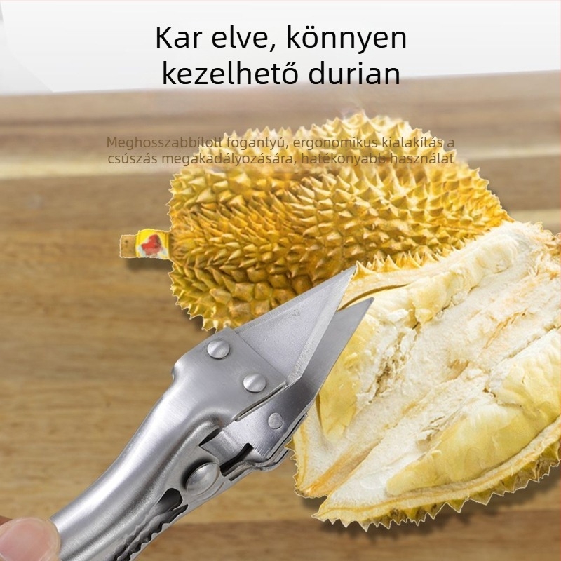 Rozsdamentes acélból készült, multifunkcionális nyitóeszköz háztartási használatra, kifejezetten osztrigák, rákok és durian héjának nyitására, hús kinyerésére szolgáló eszköz, konyhai segédeszköz