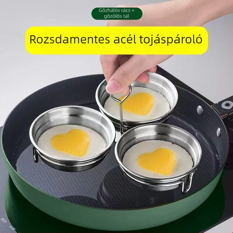 Szív alakú tojásforma – 3 az 1-ben, rozsdamentes acél tojásgőzítő, otthoni használatra