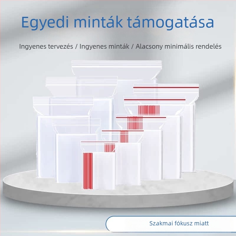 Önzáró, átlátszó tároló tasak kozmetikai csomagoláshoz, PE anyag, General Packaging márka, záródási hossz 6/8/10/12/13