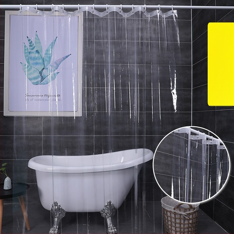 Átlátszó PEVA fürdőszobai zuhanyfüggöny, vízálló válaszfalfüggöny fürdőszobához és konyhához, méretre szabható