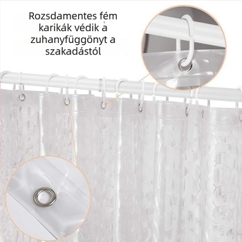 3D víz-kocka féláteresztő zuhanyfüggöny, vízálló és penészmentes fürdőszobai függöny