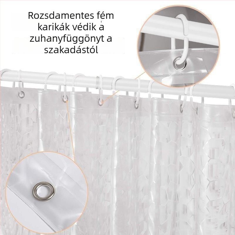 3D víz-kocka féláteresztő zuhanyfüggöny, vízálló és penészmentes fürdőszobai függöny