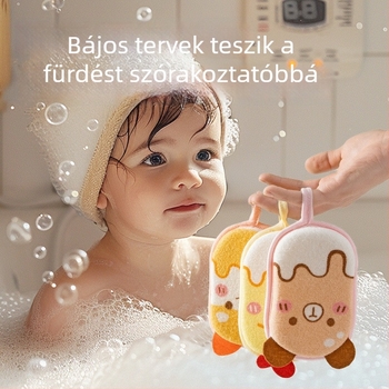 Babafürdő szivacs – poliészter rost, szivacs és gyapot; gyermekek számára alkalmas; Eredet: Zhejiang; Dobozonként 200 db