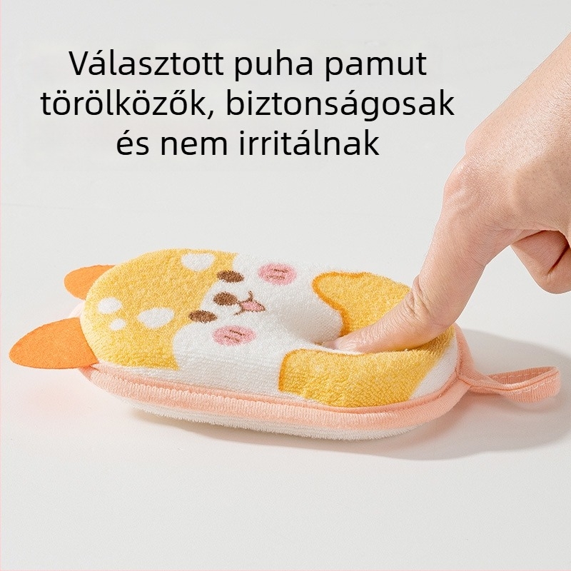 Babafürdő szivacs – poliészter rost, szivacs és gyapot; gyermekek számára alkalmas; Eredet: Zhejiang; Dobozonként 200 db