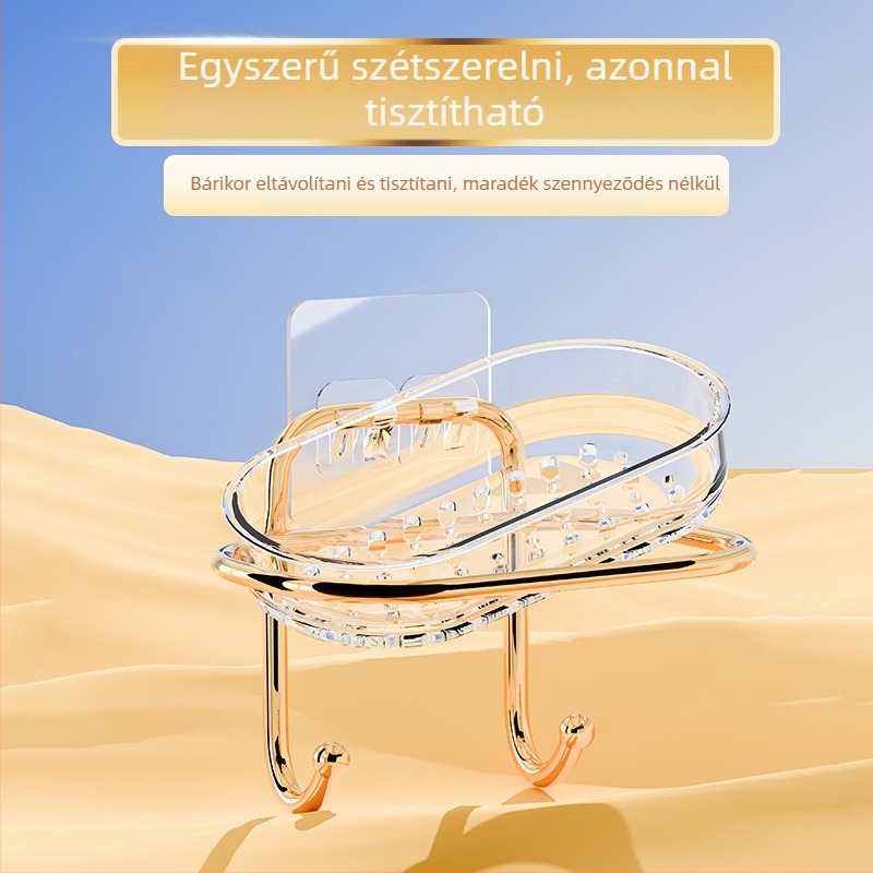 Fürdőszobai lefolyóállvány levehető szappantartóval – PET anyag; csomagolás: egyrétegű 72 darab vagy kétszeres 42 darab