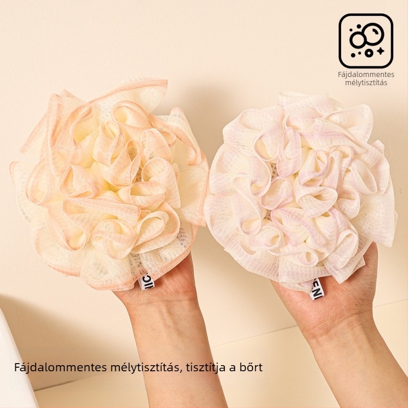 Rózsa alakú fürdőgolyó a szappanhálós zacskóban, PE+nylon anyag