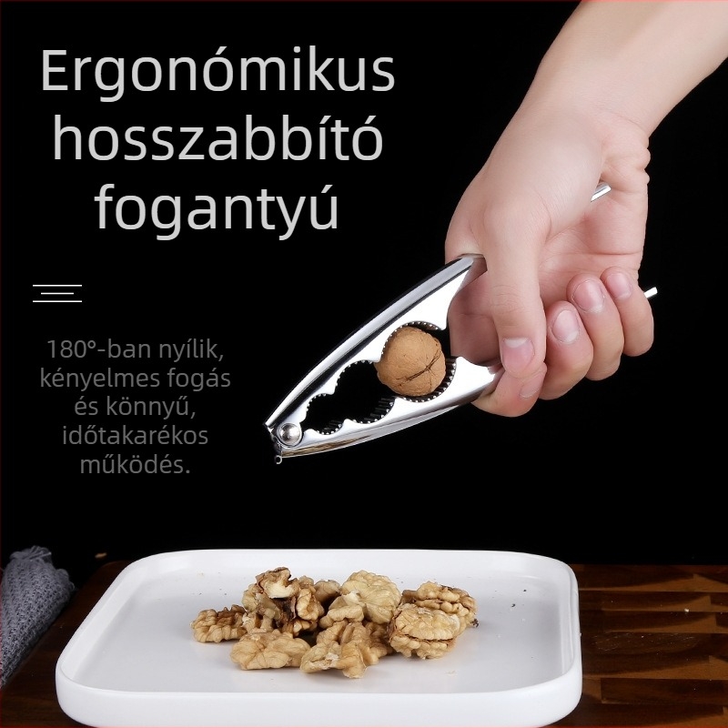 Zinkötvözetből készült többfunkciós dió- és rákhéj kinyitó eszköz magkivonóval, testreszabható, nyomtatott logó, licencelt privát címke, modern minimalist stílus