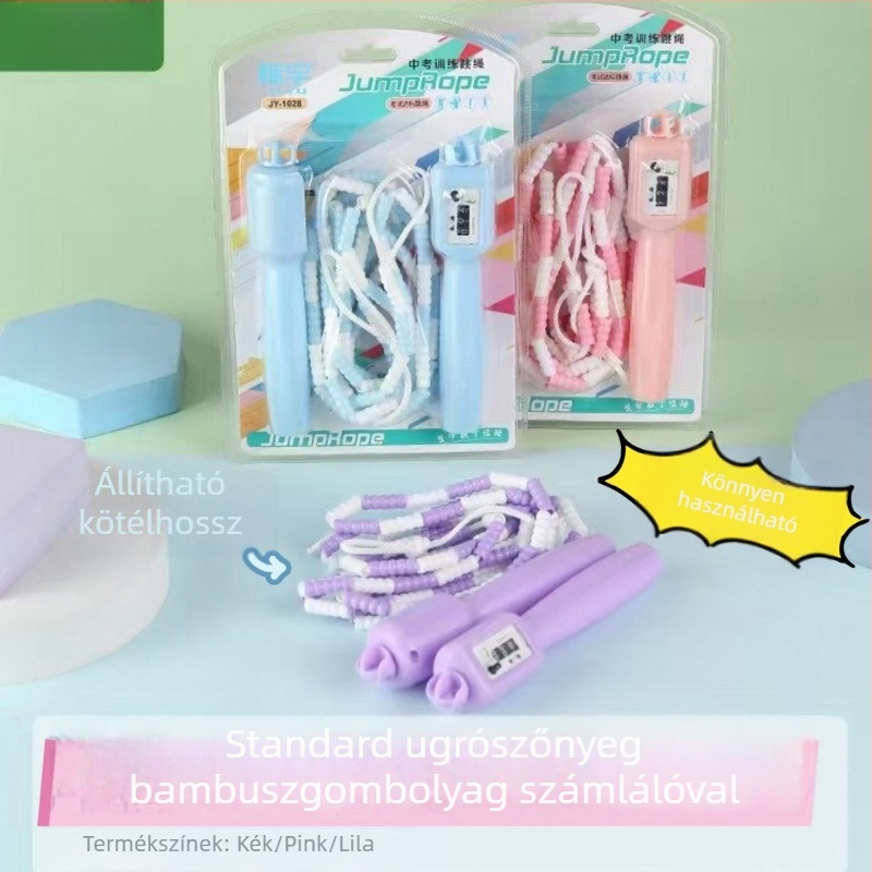 Ugrókötél gyöngyökkel számolóval (96 gyöngy), gumiból készült, futáshoz és edzéshez