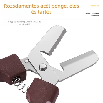 Rozsdamentes acélból készült gesztenye- és dióhéj eltávolító eszköz – három az egyben, modern minimalista dizájn, nyomtatott logó