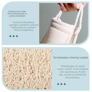 Természetes luffa fürdőecset hosszú hátsó törlő sávval, 300 darabos dobozban, Zhejiang eredet, univerzális használat, testreszabható