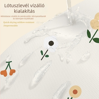 Poliészter zuhanyfüggöny, vízálló, penészmentes, fúrás nélküli felhelyezés, magas minőségű válaszfalfüggöny virágmintával.