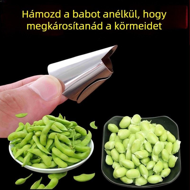 Rozsdamentes acélből készült ujjvédő konyhai hámozáshoz – edamame és fokhagyma hámozásához, védelem a vágások ellen