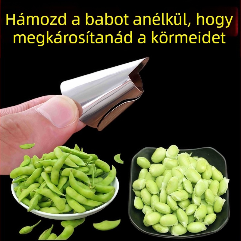 Rozsdamentes acélből készült ujjvédő konyhai hámozáshoz – edamame és fokhagyma hámozásához, védelem a vágások ellen