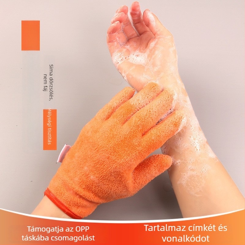 Fürdő kesztyűk, ötujjas kialakítás, rostos selyem anyag, Shandong eredetű, Towel Style márka