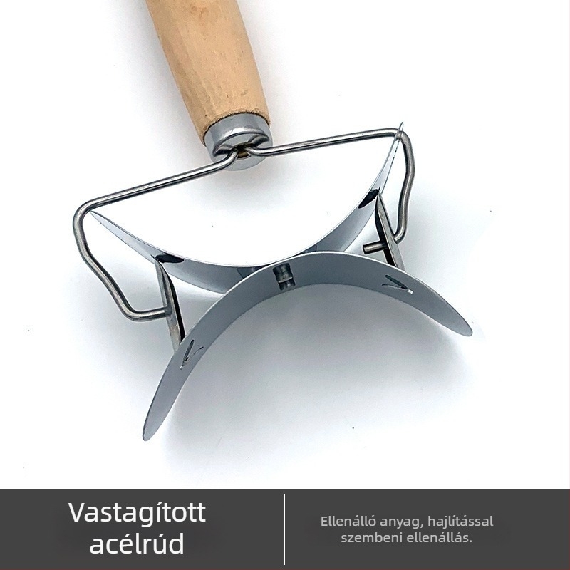 Knédli szeletelő rozsdamentes acélból – konyhai eszköz, kézi vágó és formázó, modern minimalist stílus