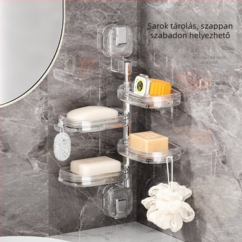 Forgatható szappontartó falra szerelve, szívófejű, csöpögtetővel, fúrás nélkül