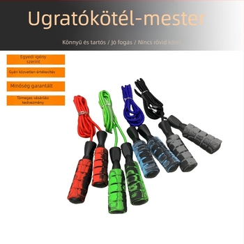 Fitnesz ugrókötél ABS markolatokkal és polipropilén fonott pamutszálból, modell 3; alkalmas futásra és edzésre