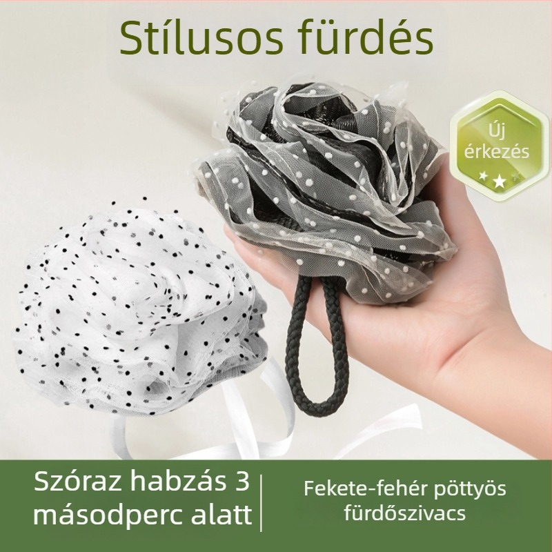 Fürdőgolyó pöttyös dizájnnal, anyag: polietilén és poliészter, 300 darab a dobozban, testreszabható
