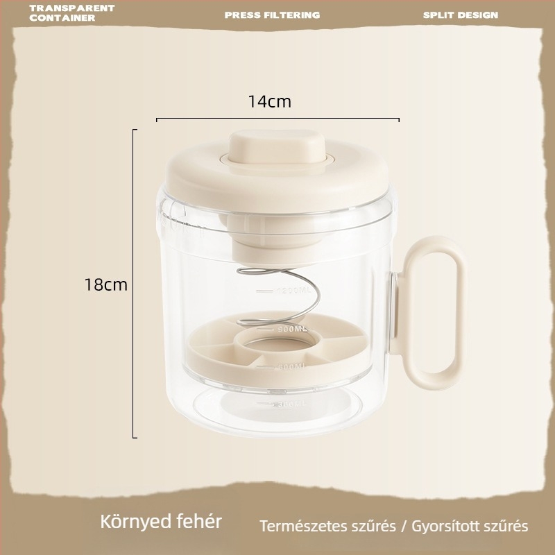 Joghurt szűrő fogantyúval — Leiwei; Anyag: ABS+PP+rozsdamentes acél+nem szőtt textil; Termékkód: Lw014054