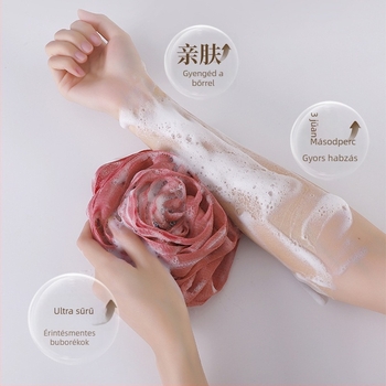 Beautifully rózsás virágos fürdőgolyó – luxus, nem szétbomló, rendkívül puha hab, PE anyag, nőknek