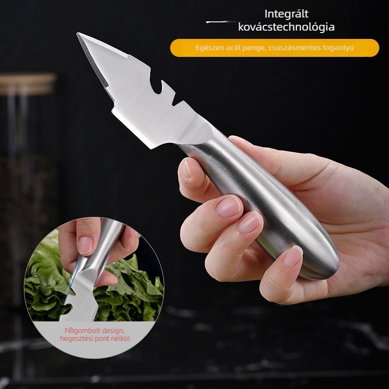 Osztriga kés és kagylóhéj nyitó – vastagított teljes acél egyrészes kialakítás, rozsdamentes acél, minimalist stílus; logó nyomtatás elérhető, testreszabás