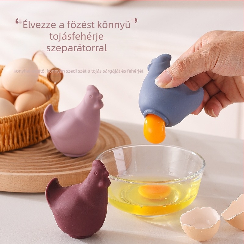 Tojáselválasztó - puha szilikon, aranyos csirke dizájn, nem elektromos, testreszabható logó